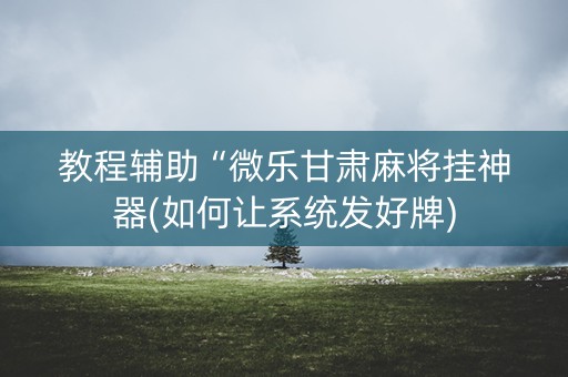 教程辅助“微乐甘肃麻将挂神器(如何让系统发好牌)