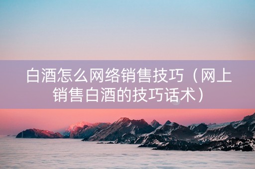 白酒怎么网络销售技巧（网上销售白酒的技巧话术）