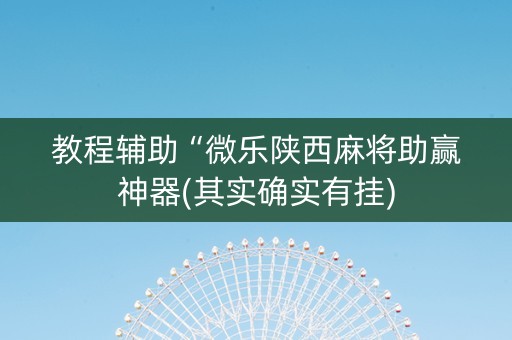 教程辅助“微乐陕西麻将助赢神器(其实确实有挂)