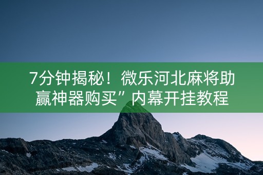 7分钟揭秘！微乐河北麻将助赢神器购买”内幕开挂教程