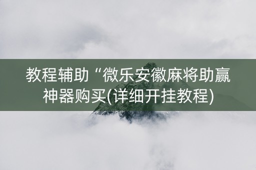 教程辅助“微乐安徽麻将助赢神器购买(详细开挂教程)