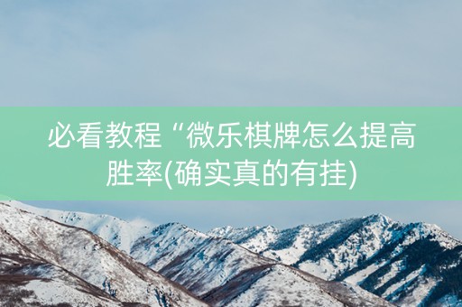 必看教程“微乐棋牌怎么提高胜率(确实真的有挂)