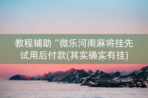 教程辅助“微乐河南麻将挂先试用后付款(其实确实有挂)