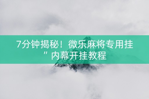 7分钟揭秘！微乐麻将专用挂”内幕开挂教程
