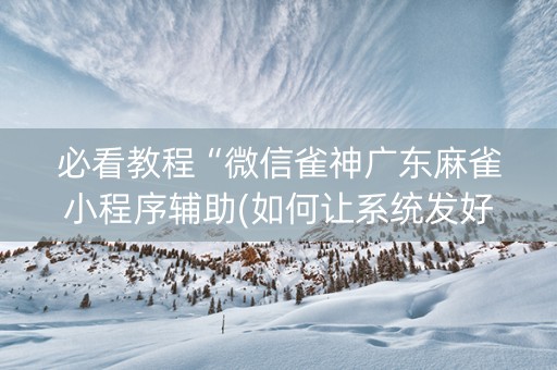 必看教程“微信雀神广东麻雀小程序辅助(如何让系统发好牌)