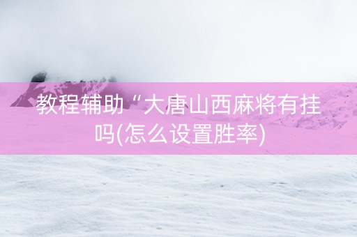 教程辅助“大唐山西麻将有挂吗(怎么设置胜率)