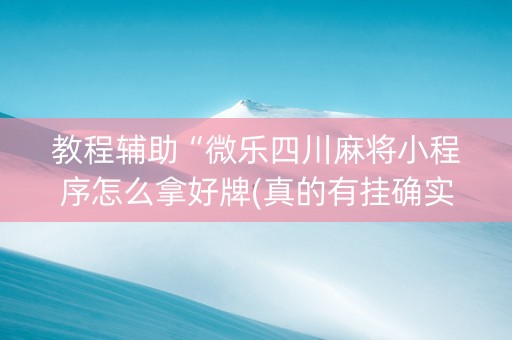 教程辅助“微乐四川麻将小程序怎么拿好牌(真的有挂确实有挂)