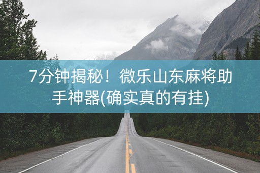 7分钟揭秘！微乐山东麻将助手神器(确实真的有挂)