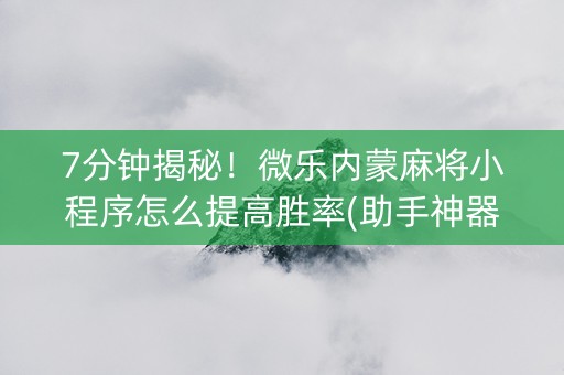 7分钟揭秘！微乐内蒙麻将小程序怎么提高胜率(助手神器外辅工具)