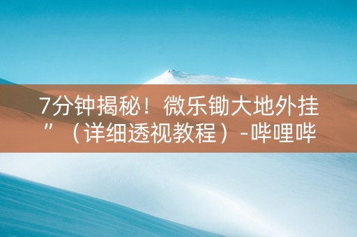 7分钟揭秘！微乐锄大地外挂”（详细透视教程）-哔哩哔哩