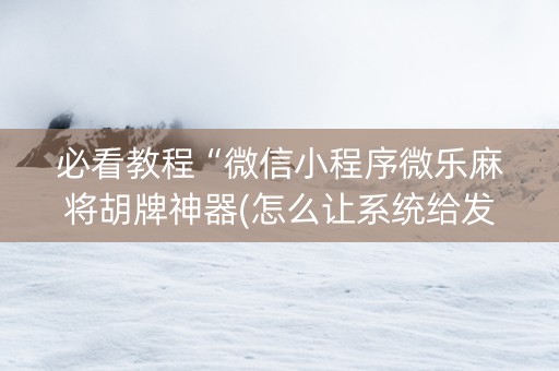 必看教程“微信小程序微乐麻将胡牌神器(怎么让系统给发好牌)