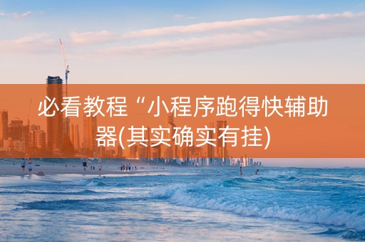 必看教程“小程序跑得快辅助器(其实确实有挂)
