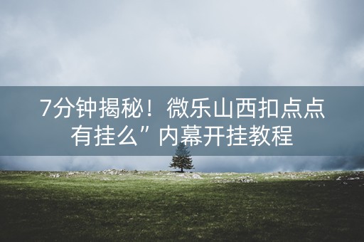 7分钟揭秘！微乐山西扣点点有挂么”内幕开挂教程