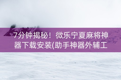 7分钟揭秘！微乐宁夏麻将神器下载安装(助手神器外辅工具)