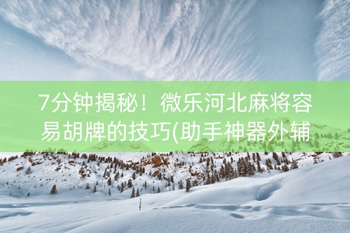 7分钟揭秘！微乐河北麻将容易胡牌的技巧(助手神器外辅工具)