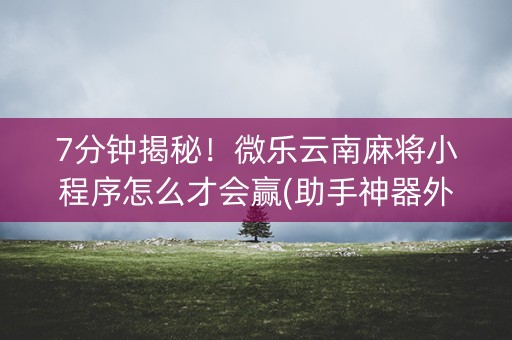 7分钟揭秘！微乐云南麻将小程序怎么才会赢(助手神器外辅工具)