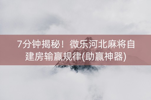 7分钟揭秘！微乐河北麻将自建房输赢规律(助赢神器)