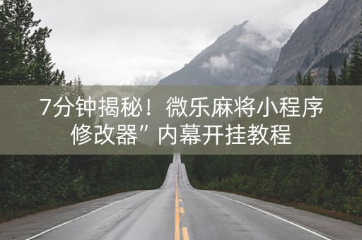 7分钟揭秘！微乐麻将小程序修改器”内幕开挂教程
