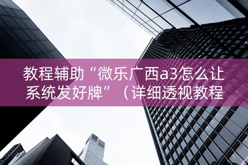教程辅助“微乐广西a3怎么让系统发好牌”（详细透视教程）-哔哩哔哩