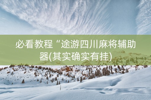 必看教程“途游四川麻将辅助器(其实确实有挂)