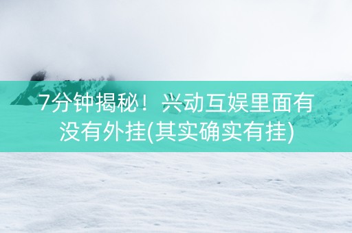 7分钟揭秘！兴动互娱里面有没有外挂(其实确实有挂)