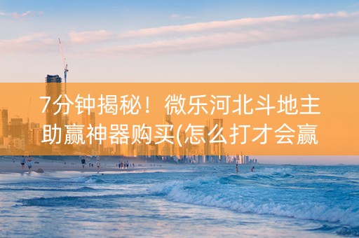 7分钟揭秘！微乐河北斗地主助赢神器购买(怎么打才会赢)