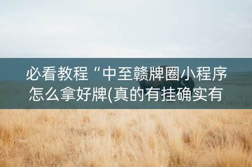 必看教程“中至赣牌圈小程序怎么拿好牌(真的有挂确实有挂)