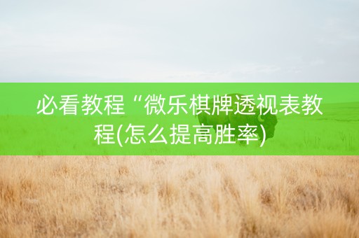 必看教程“微乐棋牌透视表教程(怎么提高胜率)
