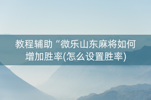 教程辅助“微乐山东麻将如何增加胜率(怎么设置胜率)