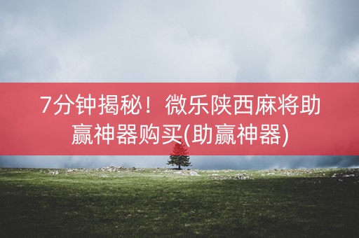 7分钟揭秘！微乐陕西麻将助赢神器购买(助赢神器)