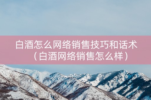 白酒怎么网络销售技巧和话术（白酒网络销售怎么样）
