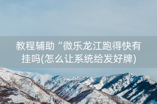 教程辅助“微乐龙江跑得快有挂吗(怎么让系统给发好牌)