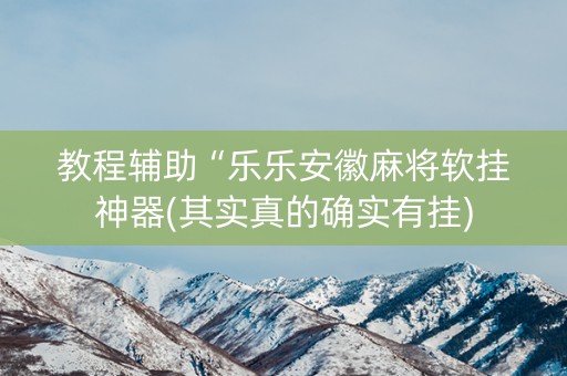 教程辅助“乐乐安徽麻将软挂神器(其实真的确实有挂)