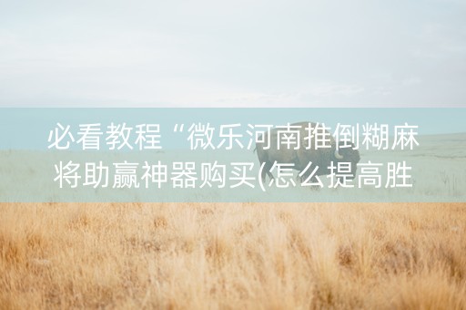 必看教程“微乐河南推倒糊麻将助赢神器购买(怎么提高胜率)