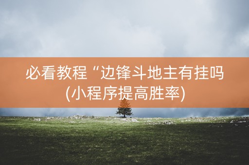 必看教程“边锋斗地主有挂吗(小程序提高胜率)