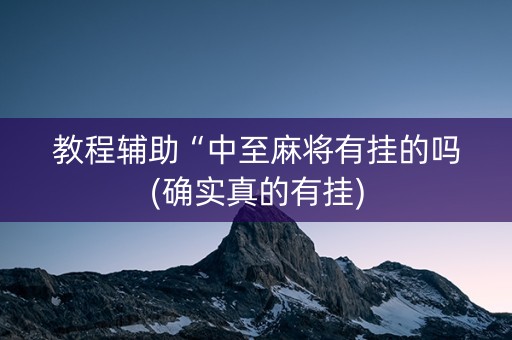 教程辅助“中至麻将有挂的吗(确实真的有挂)