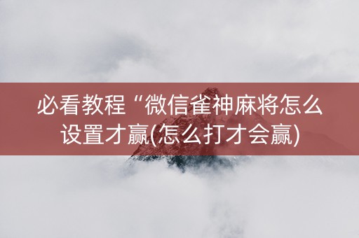 必看教程“微信雀神麻将怎么设置才赢(怎么打才会赢)