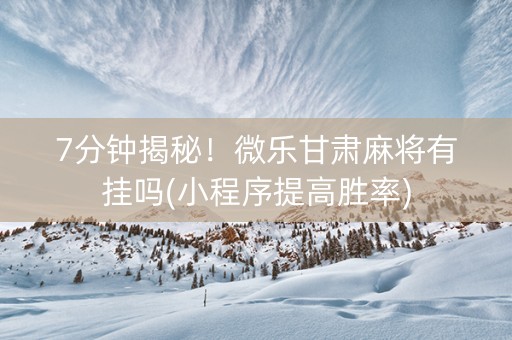 7分钟揭秘！微乐甘肃麻将有挂吗(小程序提高胜率)
