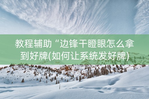 教程辅助“边锋干瞪眼怎么拿到好牌(如何让系统发好牌)