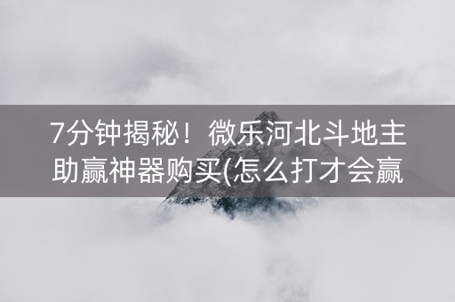 7分钟揭秘！微乐河北斗地主助赢神器购买(怎么打才会赢)
