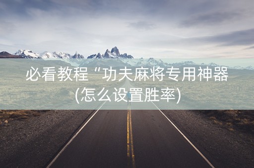必看教程“功夫麻将专用神器(怎么设置胜率)