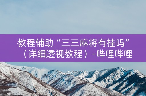 教程辅助“三三麻将有挂吗”（详细透视教程）-哔哩哔哩