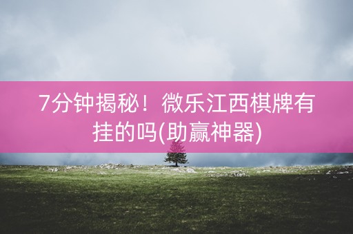 7分钟揭秘！微乐江西棋牌有挂的吗(助赢神器)