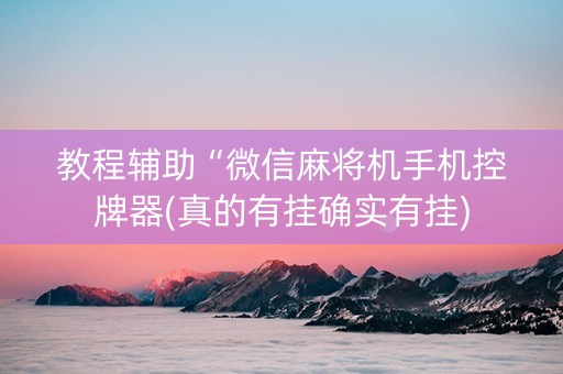 教程辅助“微信麻将机手机控牌器(真的有挂确实有挂)