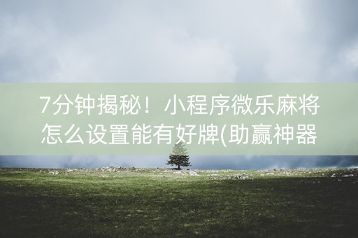 7分钟揭秘！小程序微乐麻将怎么设置能有好牌(助赢神器)