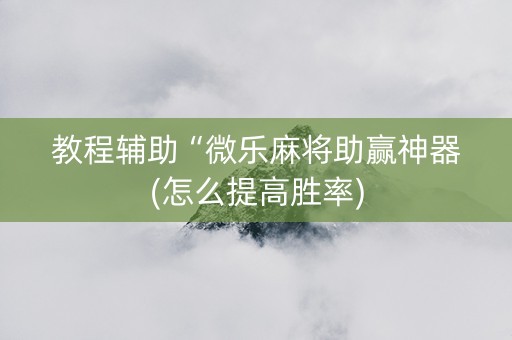 教程辅助“微乐麻将助赢神器(怎么提高胜率)
