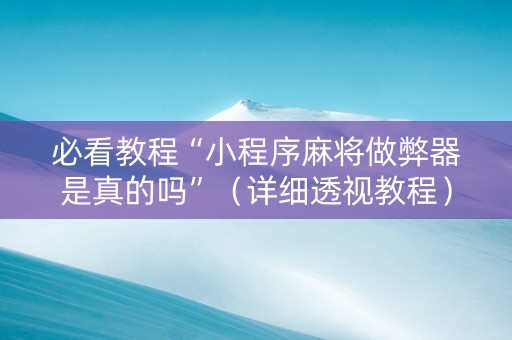 必看教程“小程序麻将做弊器是真的吗”（详细透视教程）-哔哩哔哩