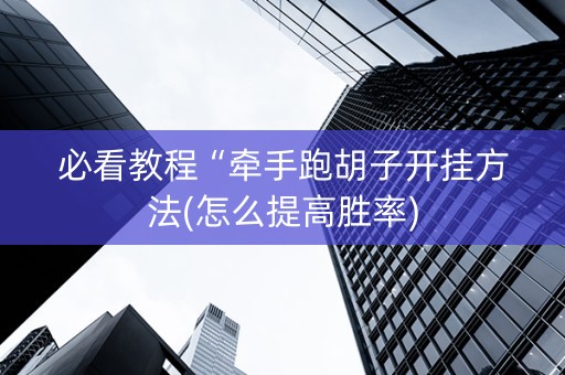 必看教程“牵手跑胡子开挂方法(怎么提高胜率)
