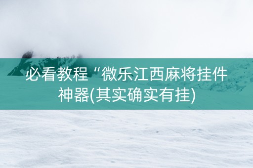 必看教程“微乐江西麻将挂件神器(其实确实有挂)