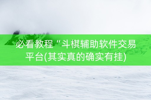 必看教程“斗棋辅助软件交易平台(其实真的确实有挂)
